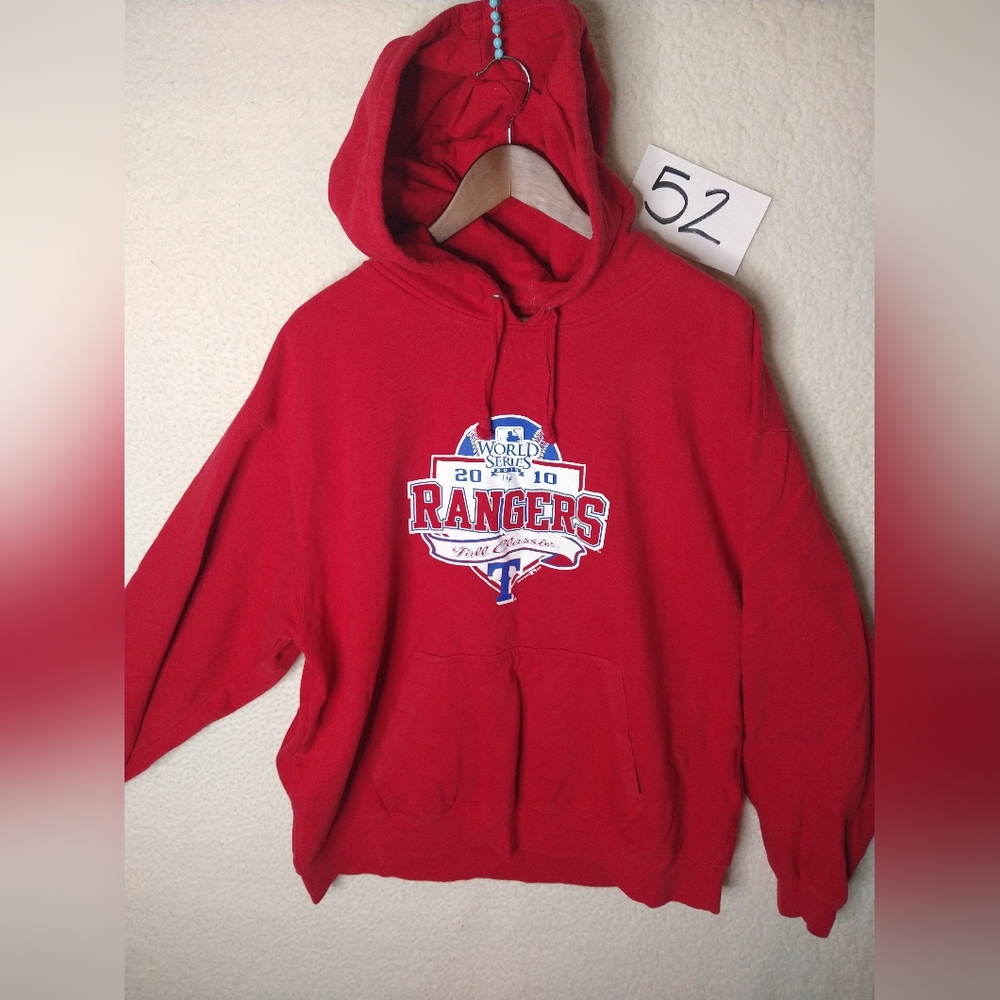 Texas Rangers 2010 World Series Sweat Shirt Red 2 XL Baseball Big Cotton